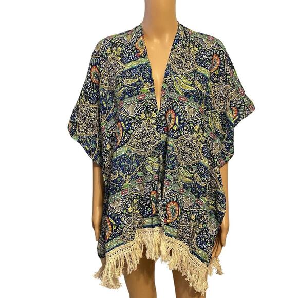 Lula By Bindya Kaftan Kimono Open Light CoverUp Beach Paisley Whimsical One size - Picture 1 of 7